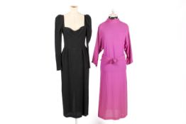 Two 1970s black and purple Biba dresses.