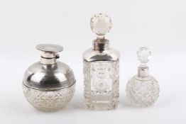 Three silver mounted glass pots.