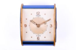 A mid-20th century Jaeger Le Coultre 8-day travel alarm clock.