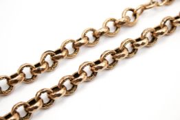 A rose metal watch Albert chain.