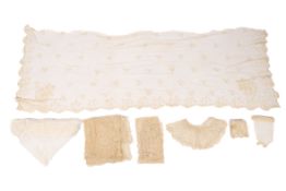 A collection of lace and needlework.