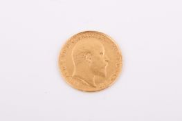 A 1906 half sovereign coin. Weight 4g.