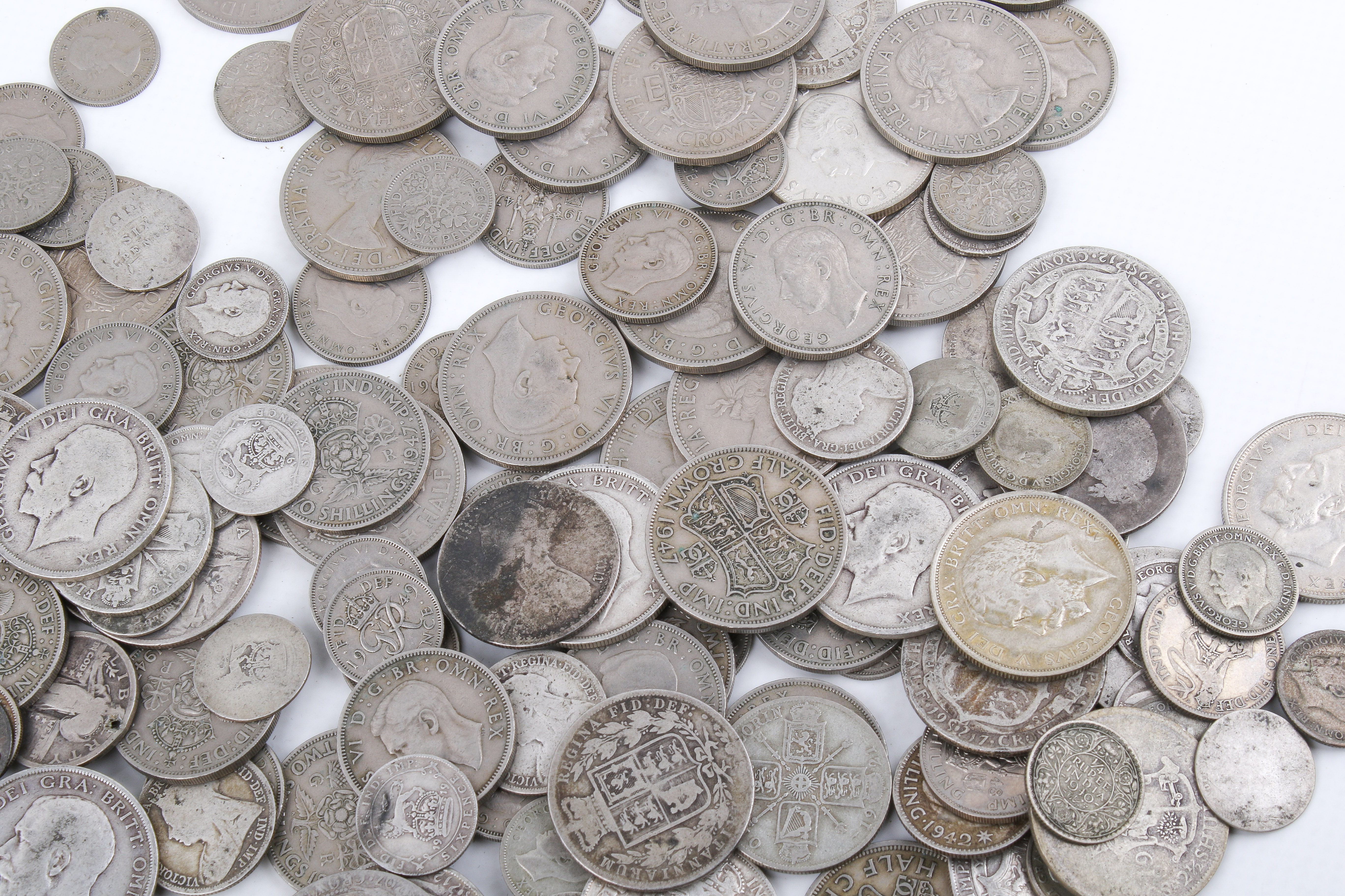 A large collection of assorted English pre-decimal silver coins. - Image 3 of 3