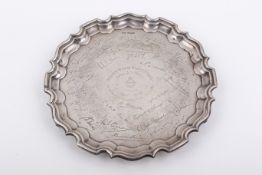 A Walker & Hall, Sheffield Stirling silver hallmarked presentation salver.
