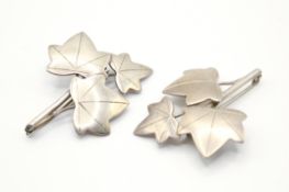 Two Geoffrey Bellamy designed silver leaf brooches.