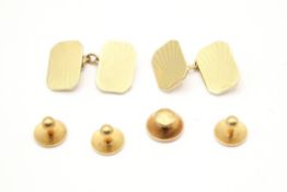 Three pairs of 18ct gold cufflinks and dress studs. All hallmarked, gross weight 15.53g.