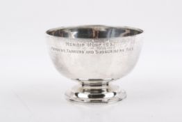 A Stirling silver hallmarked sporting trophy 'Mendip Hunt, 1967'.