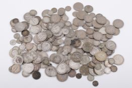 A large collection of assorted English pre-decimal silver coins.