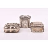 Three antique Continental silver snuff boxes.