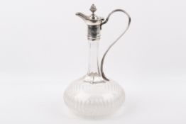 A Victorian silver plated claret jug.