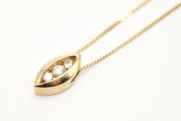 A 9ct gold and diamond pendant and chain.