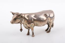 A novelty Stirling silver hallmarked cow vesta case. Chester, 1900. H50mm.