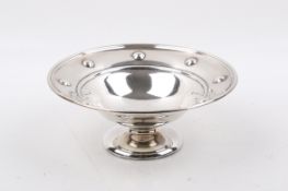 A Stirling silver hallmarked circular footed dish.