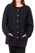A dark blue Geiger 100% wool jacket.