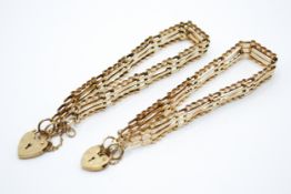 Two 9ct gold gate link bracelets.