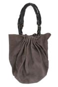 A large mat gray All Saints of Spittelfields leather boho bag.