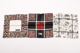 Three Lanvin Paris silk blend scarves.