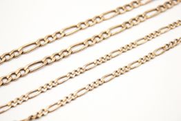 Two 9ct gold figaro chain necklaces.