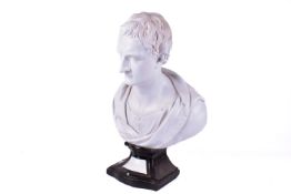 A 20th Century painted composite bust of Sir Isaac Newton.