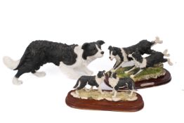 A group of three assorted Collie dog figures