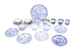 A collection of 18th and 19th Century blue and white china.