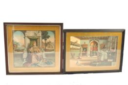 'St. Jerome In His Study' print after Vittore Carpaccio and another religious print.