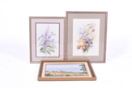 Three framed pictures. Including two signed M. Weale and another.