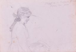 Sir Ernest Waterlow (1850 - 1919) - 'Study of a Famous Actress', pencil sketch.