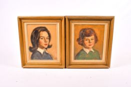 Llewellyn Petley-Jones (1908-1986) - two portraits of children, oil on canvas.