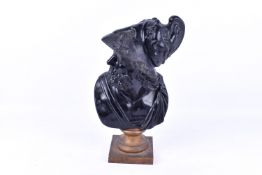 A 20th Century cast iron bust of Ajax on gilded socle.