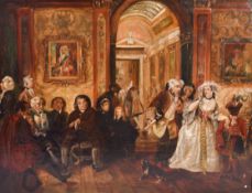After William Hogarth, oil on canvas. 'Marriage a La Mode' in gilt frame. Unsigned. 97cm x 73cm.