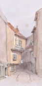 A 20th century watercolour, depicting the 'Black Bull' pub in Durham.