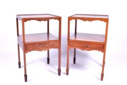 A pair of 20th century Georgian style mahogany nightstands.