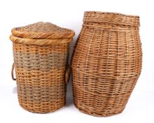 Two wicker laundrey baskets.
