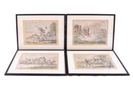 A set of four 19th century hand coloured comic sporting prints.