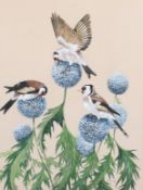 John Crank (1923-2008) Gouache and watercolour - Goldfinches,