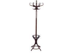 A modern Thonet style bentwood hat and coat stand.