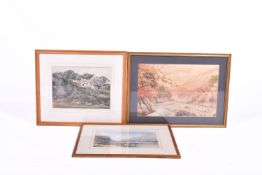 Three 20th century watercolours. Including an oriental riverside landscape, signed 'Y.