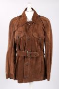 Brown pigskin jacket with Belt. Made in Malta.