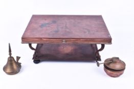 A Victorian Boyd's copper food warmer (af).