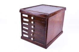 A Mahogany collector's cabinet fitted six drawers. H33cm x W31.