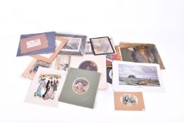 Various prints and watercolours, some mounted. unframed.