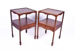 A pair of 20th century Georgian style mahogany nightstands.