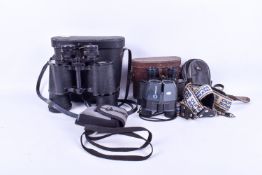 Three assorted binoculars. Including IMC Sportmatic 8x25 compact, etc.