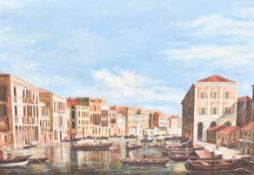 Late 20th Century, oil on canvas. Depicting a Venetian canal scene.