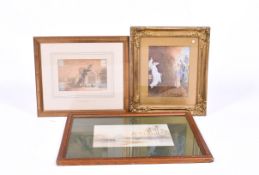 Three framed watercolours pictures. Including C. J.
