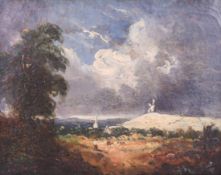 Late 19th Century English School, oil on canvas. Depicting a Suffolk landscape in tframe. Unsigned.