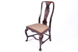 George I walnut high back side chair.