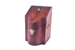 A 19th century mahogany writing box with brass handles.