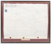 A framed indenture.W82cm x H70cm.